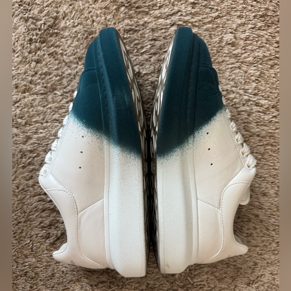Alexander McQueen White and Green Sneakers - Picture 3 of 8